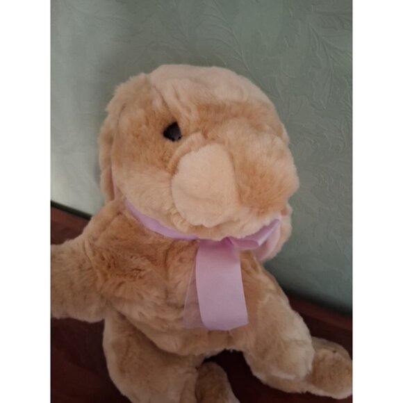 VTG Commonwealth Tan Bunny Rabbit 2002 Jumbo 17” Plush Floppy Purple Bow - Picture 10 of 14